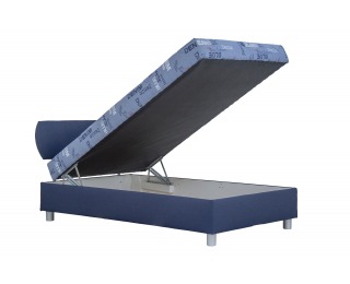 Čalúnená manželská posteľ s roštom a matracom Aster 140 - modrá / vzor