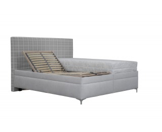 Čalúnená manželská posteľ s roštom a matracom Ella 180 - krémová / vzor