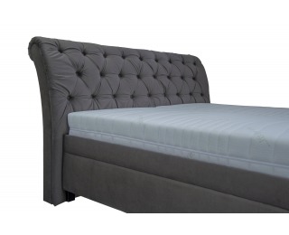 Čalúnená manželská posteľ s roštom a matracom Linda 180 - tmavosivá