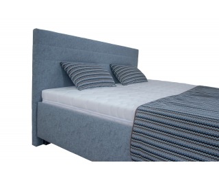 Čalúnená manželská posteľ s roštom a matracom Mirka 160 - modrá / vzor