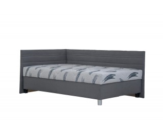 Jednolôžková posteľ (váľanda) s matracom Polly 120 L - sivá / vzor