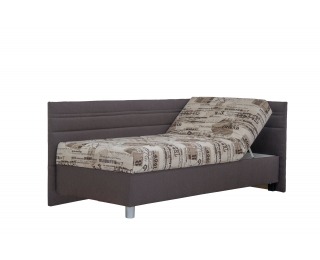 Čalúnená jednolôžková posteľ (váľanda) s matracom Polly 90 P - hnedá / vzor
