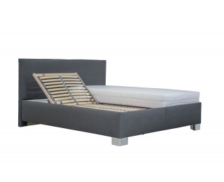 Čalúnená manželská posteľ s roštom a matracom Reflex 180 - tmavosivá / vzor