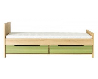 Jednolôžková posteľ s úložným priestorom Codi CD 15 - višňa cornwall / rainbow zelená
