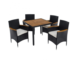 Záhradný nábytok z umelého ratanu Bogart - čierna / krémová / prírodná