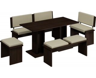 Veľký jedálenský set Bond - sonoma tmavá / béžová ekokoža Veľký jedálenský set Bond - sonoma tmavá / béžová ekokoža