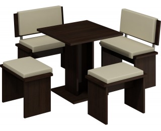 Malý jedálenský set Bond - sonoma tmavá / béžová ekokoža Malý jedálenský set Bond - sonoma tmavá / béžová ekokoža