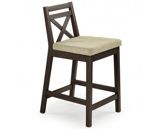 Barová stolička Borys Low - orech tmavý / béžová