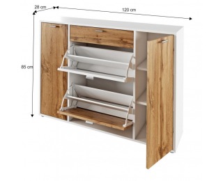 Botník (skrinka na topánky) Anabela - biela / dub wotan