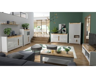 Polica Alameda POL/147 - biely lesk / dub westminster Polica Alameda POL/147 - biely lesk / dub westminster