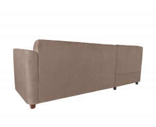 Rohová sedačka s rozkladom a úložným priestorom Amberg L - béžová / vzor / drevo (TX061)