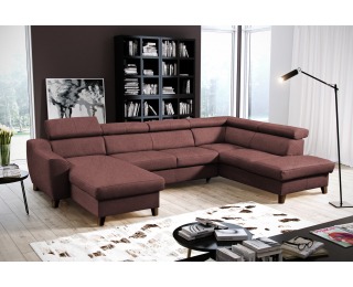 Rohová sedačka U s rozkladom a úložným priestorom Aspen U P - hnedočervená