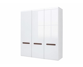 Šatníková skriňa Azteca SZF3D/21/18 - biela / biely lesk / wenge magia