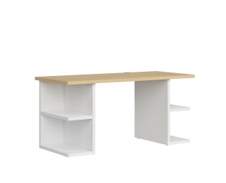 Písací stôl Denton BIU/160 - biely lesk / dub poľský
