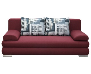 Pohovka s rozkladom a úložným priestorom Dolce - červená / vzor Paríž / chróm Pohovka s rozkladom a úložným priestorom Dolce - červená / vzor Paríž / chróm