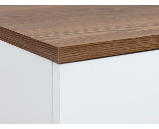 Komoda Heda KOM2D3S - biela / smrekovec sibiu zlatý / biely lesk