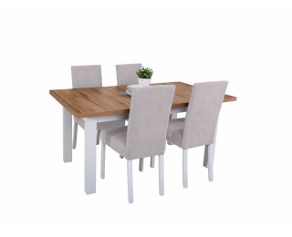 Rozkladací jedálenský stôl Holten - biela / dub wotan