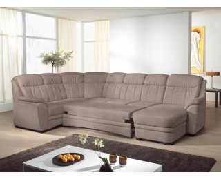 Rohová sedačka U s rozkladom a úložným priestorom Lima U L - hnedá