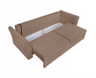 Pohovka s rozkladom a úložným priestorom Ronda Lux - hnedá / béžová / vzor / drevo (TX002)