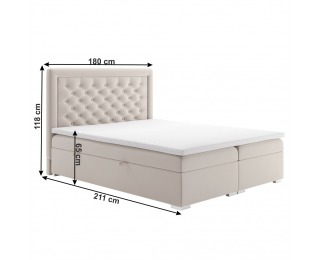 Čalúnená manželská posteľ s matracom Dorman 180x200 cm - krémová