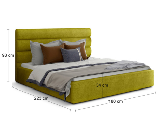 Čalúnená manželská posteľ s roštom Casos UP 160 - žltá