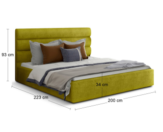 Čalúnená manželská posteľ s roštom Casos UP 180 - žltá