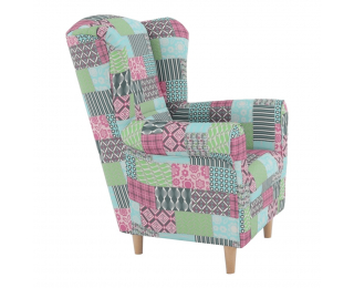 Kreslo (ušiak) Charlot - vzor patchwork M1