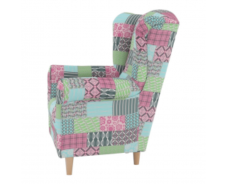 Kreslo (ušiak) Charlot - vzor patchwork M1