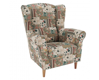 Kreslo (ušiak) Charlot - vzor patchwork Viorica 1