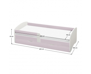 Jednolôžková posteľ s roštom a úložným priestorom Cocolino 90x200 cm - biela / ružová