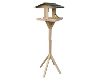Drevené krmítko pre vtáky na stojane Dadko - prírodná