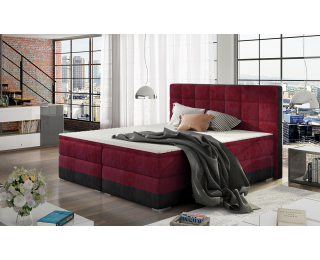 Čalúnená manželská posteľ s úložným priestorom Dalino 160 - bordová / čierna