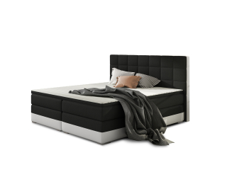 Čalúnená manželská posteľ s úložným priestorom Dalino 160 - čierna / biela