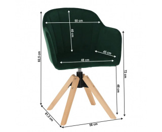 Dizajnové otočné kreslo Dalio - smaragdová / buk