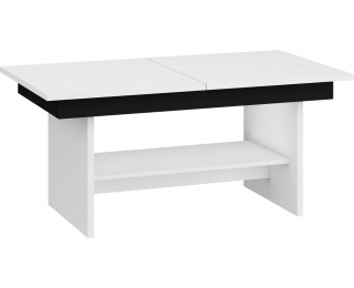 Rozkladací konferenčný stolík Dallas - biela / čierny lesk