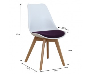 Jedálenská stolička Damara - biela / fialová / buk