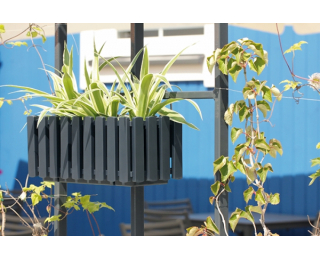 Samozavlažovací plastový balkónový kvetináč DDEF400W 38 cm - antracit
