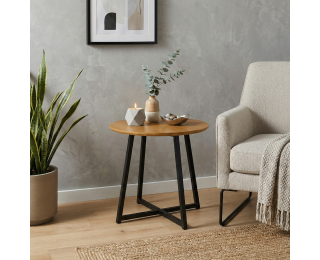 Okrúhly príručný stolík Delik - dub / čierna