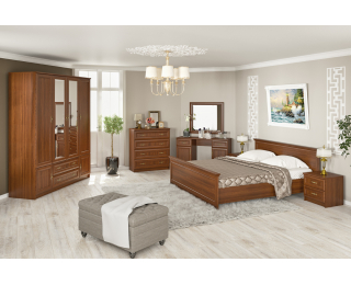 Štvordverová šatníková skriňa so zrkadlom Delion W-4D2DRWS - čerešňa portofino