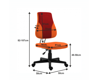 Detská stolička na kolieskach Randal - oranžová / červená / čierna