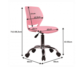 Detská stolička na kolieskach Selva - ružová / chróm