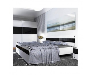Manželská posteľ Devon New 160 - biela / čierny lesk Posteľový rám Devon New 160 - biela / čierny lesk