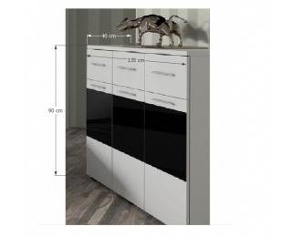 Trojdverová komoda Devon New - biela / čierny lesk Trojdverová komoda Devon New - biela / čierny lesk