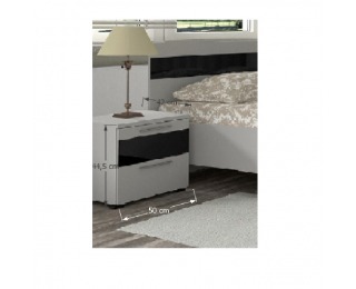 Nočný stolík Devon New - biela / čierny lesk Nočný stolík Devon New - biela / čierny lesk