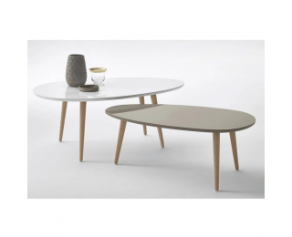 Konferenčný stolík (2 ks) Doblo - biela / sivá