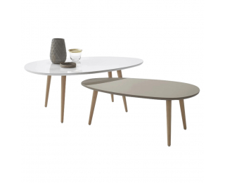 Konferenčný stolík (2 ks) Doblo - biela / sivá