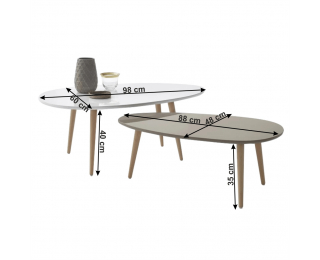 Konferenčný stolík (2 ks) Doblo - biela / sivá