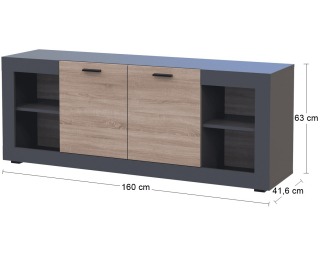 Dvojdverová komoda Dolin CH-2D - grafit / dub sonoma