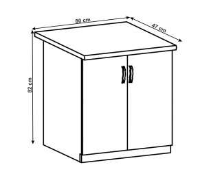 Dolná kuchynská skrinka Layla D80 - sivá matná / biela