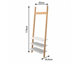 Drevený vešiak s policami Marike Typ 2 - bambus / biela